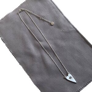 Marilyn Schiff Heart Star 18"Necklace Womens OS Silver Celestial Pavé Pendant